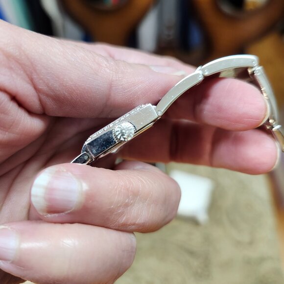 Anne Klein Women 12/1443 MOP Dial Swiss Full Pave Quartz Analog Watch 6 3/4" - Picture 11 of 14